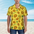 thumbnail image 2 of Pofeuu Floral Sunflowers Print Hawaiian Shirt for Men Sleeves Casual Button Down Summer Beach Dress Shirts T-Shirts,XX-Large, 2 of 7