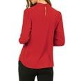 thumbnail image 3 of DARING DIVA Women's Stand Collar Long Sleeve Office Blouse XS Red, 3 of 7