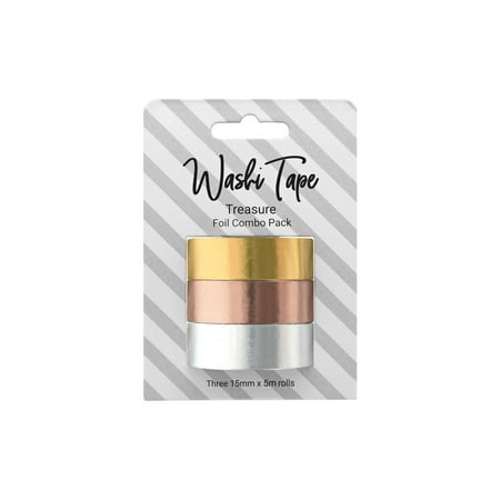 UPC: 0740512006953 | PA Essentials Washi Tape 15mm x 5m 3pc Combo Pack Foil Treasure