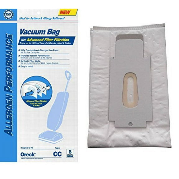 DVC Type CC HEPA Cloth Upright Filter Bags Designed to fit Compatible with Oreck Vacuum With Act