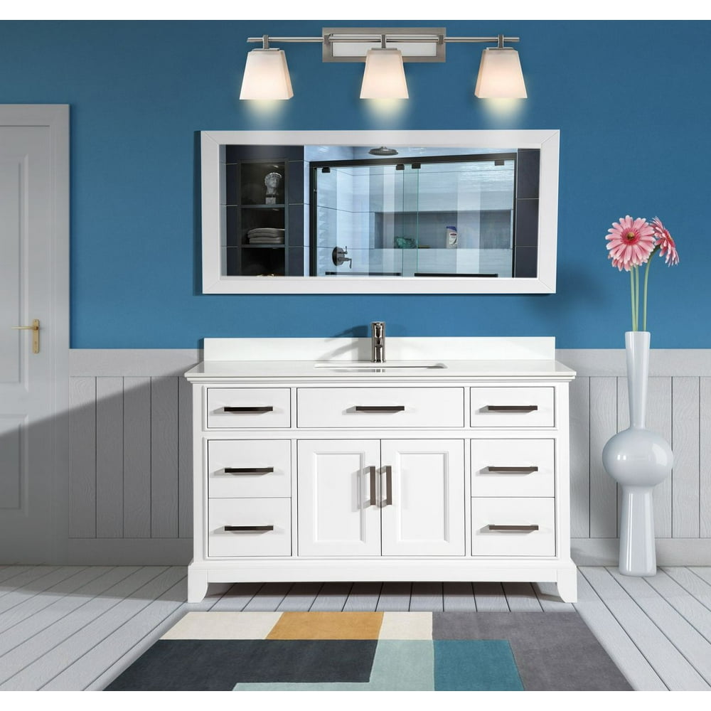 Vanity Art 60" Single Sink Bathroom Vanity Combo Set 7Drawers, 1Shelf