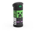 thumbnail image 2 of Thermos Kids Bouteille d'eau isolée sous vide avec paille rabattable, 355 ml, Minecraft, 2 of 8