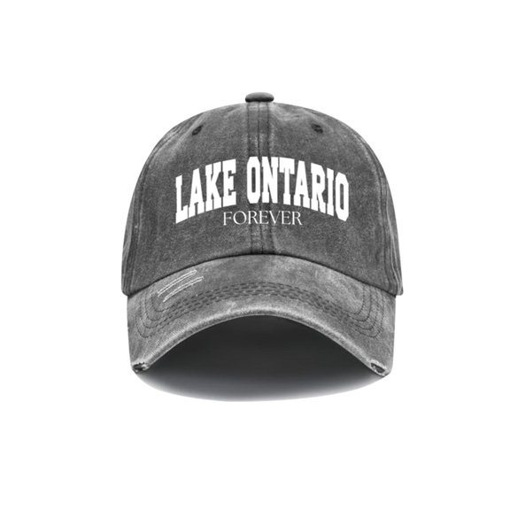 Lake Ontario Baseball Hat, Adjustable Casual Outdoor Trucker Cap, Vintage Washed Dad Hat for Men & Women, Breathable Comfortable Sports Hat, Classic Fashion Headwear for Daily Outdoor Activities