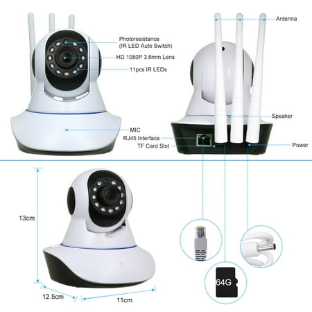 HD 1080P 2.0 Megapixels IP Cloud Camera 11pcs IR Lamps ...