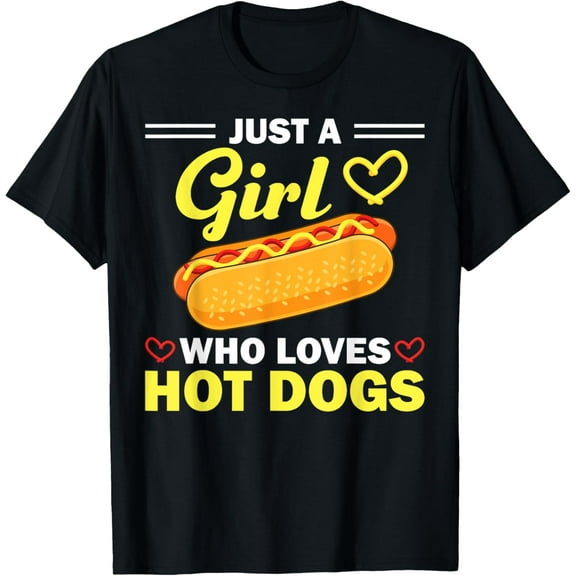 Funny Hot Dog Design For Women Girls Hot Dog Lovers T-ShirtPure cotton short-sleeved shirts for both men and women