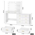 thumbnail image 2 of Soonbuy 61" Make Up Vanity Desk with Mirror and Lights, White Vanity with 8 Wide Storage Drawers & 2 Tier Shelves, 3 Lighting Modes with Adjustable Brightness, Vanity Desk for Bedroom（ship in 2 boxes）, 2 of 7