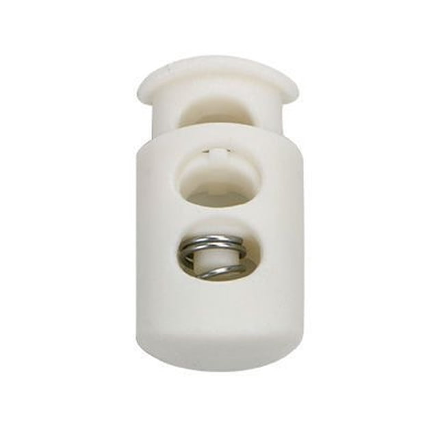 keepw 100 Pcs Plastic Stopper Shoelace Cord Lock Stops Single Double Hole Spring Fastener Rope Lanyard Toggle Clothing White 4 2.3*1.2