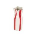 thumbnail image 6 of DecMode 12" Round Red Ceramic Vase with White Vertical Stripes, 6 of 9