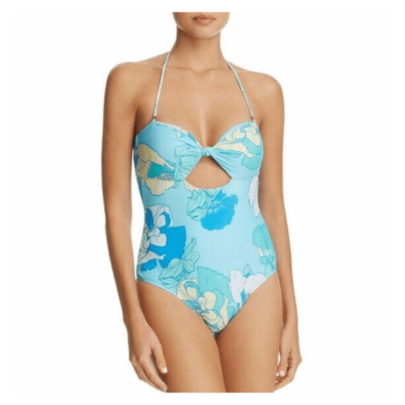 6 Shore Road Women's Laguna Ashbury Poppies One Piece Swimsuit, Turquoise, Sz L