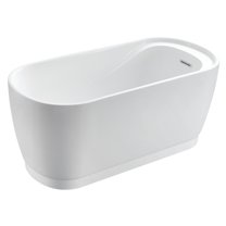 Aqua Eden VTOV592925S 59-Inch Acrylic Freestanding Tub with Seat and Drain, Glossy White