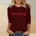 thumbnail image 2 of Plebaso Chemises à Manches 3/4 pour Femmes, Hauts Amples avec Cœur Mignon, Blouses Décontractées à Col Rond Imprimées, 2 of 4