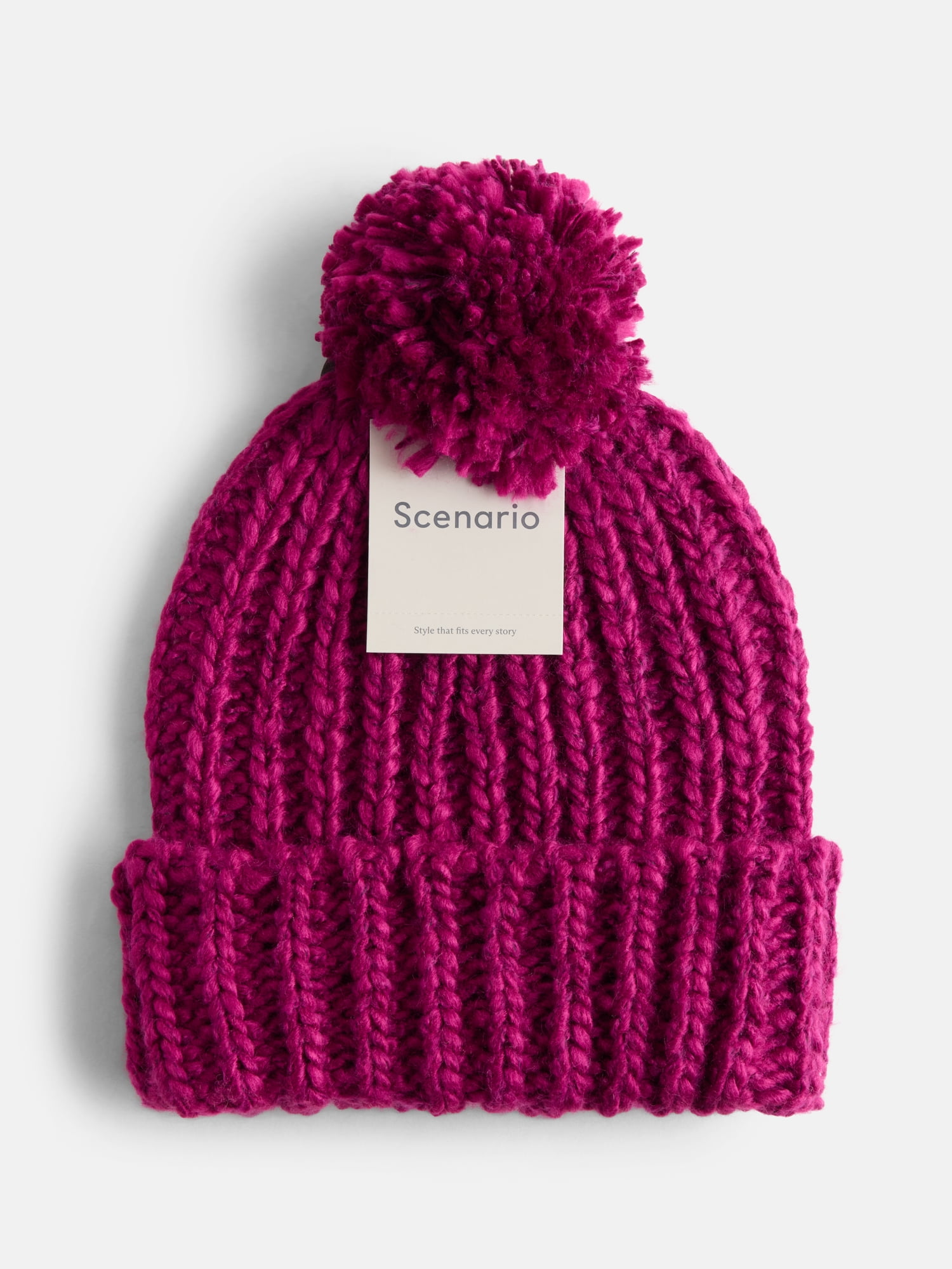 Scenario Women's Chunky Textured Beanie, One Size Fits Most, Velvet Plum