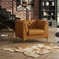 thumbnail image 5 of BLAZANT 40” Chesterfield Single Sofa, Upholstered Faux Leather Accent Chair, High Resilience Single Vintage Tufted Couch with Deep Seats & Metal Legs, Mid Century Modern for Living Room, 5 of 7