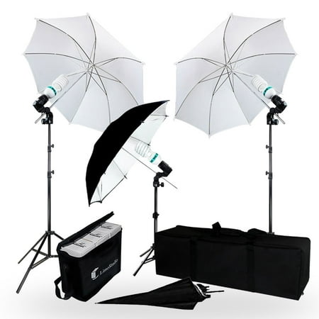 LimoStudio 600 Watt Photography/Video Portrait Umbrella Continuous Lighting Kit with Day Light CFL Bulbs, 33