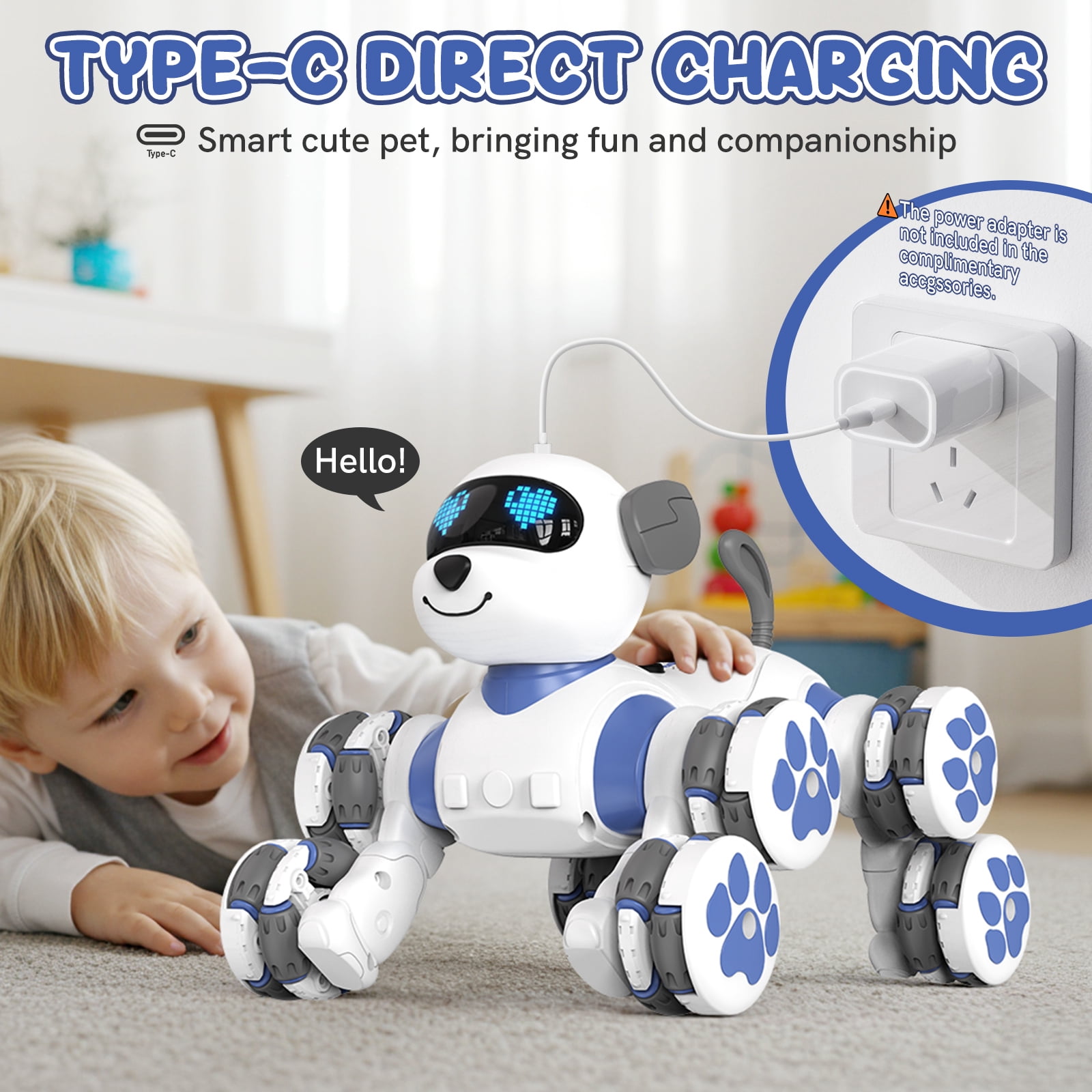 Robot Dog Interactive Toys : Remote Control Electronic Kitty Pets - Robotic Can Dancing Touch Program or Kids Age 3-10 Christmas/Birthday Surprise Gifts (BLUE)