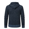 thumbnail image 5 of Wrtxtat Men's Full Zip Cardigan Sweaters Stylish Plaid Hooded Jacket Drawstrings Long Sleeves Knitted Outerwear Autumnmidweight Windproof Top Navy XXXL, 5 of 5