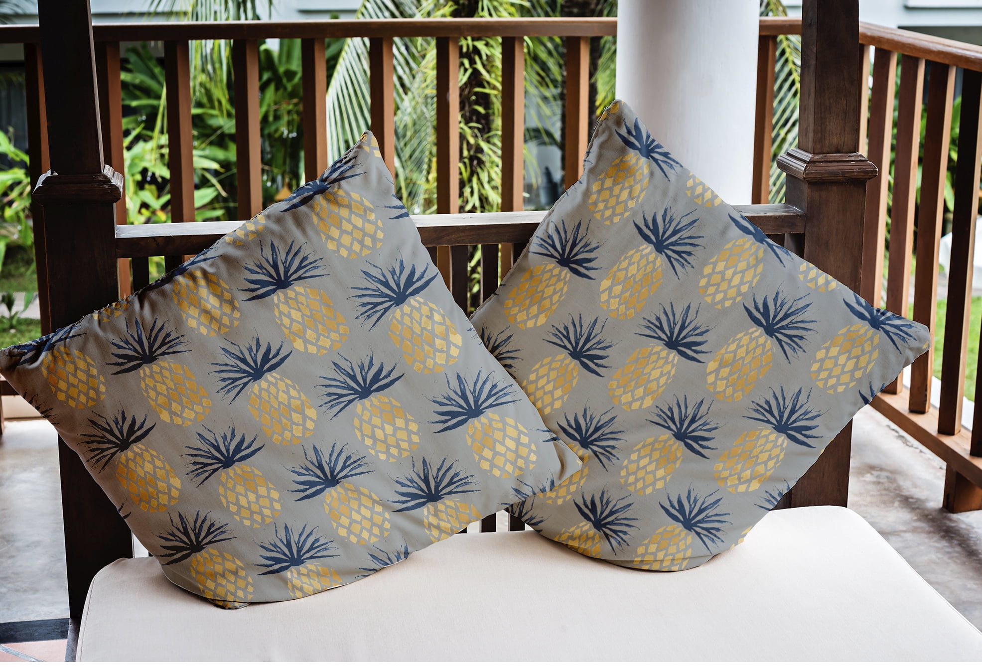 Simply Daisy 18" x 18" Pineapple Stripes Nautical Indoor/Outdoor Throw Pillow