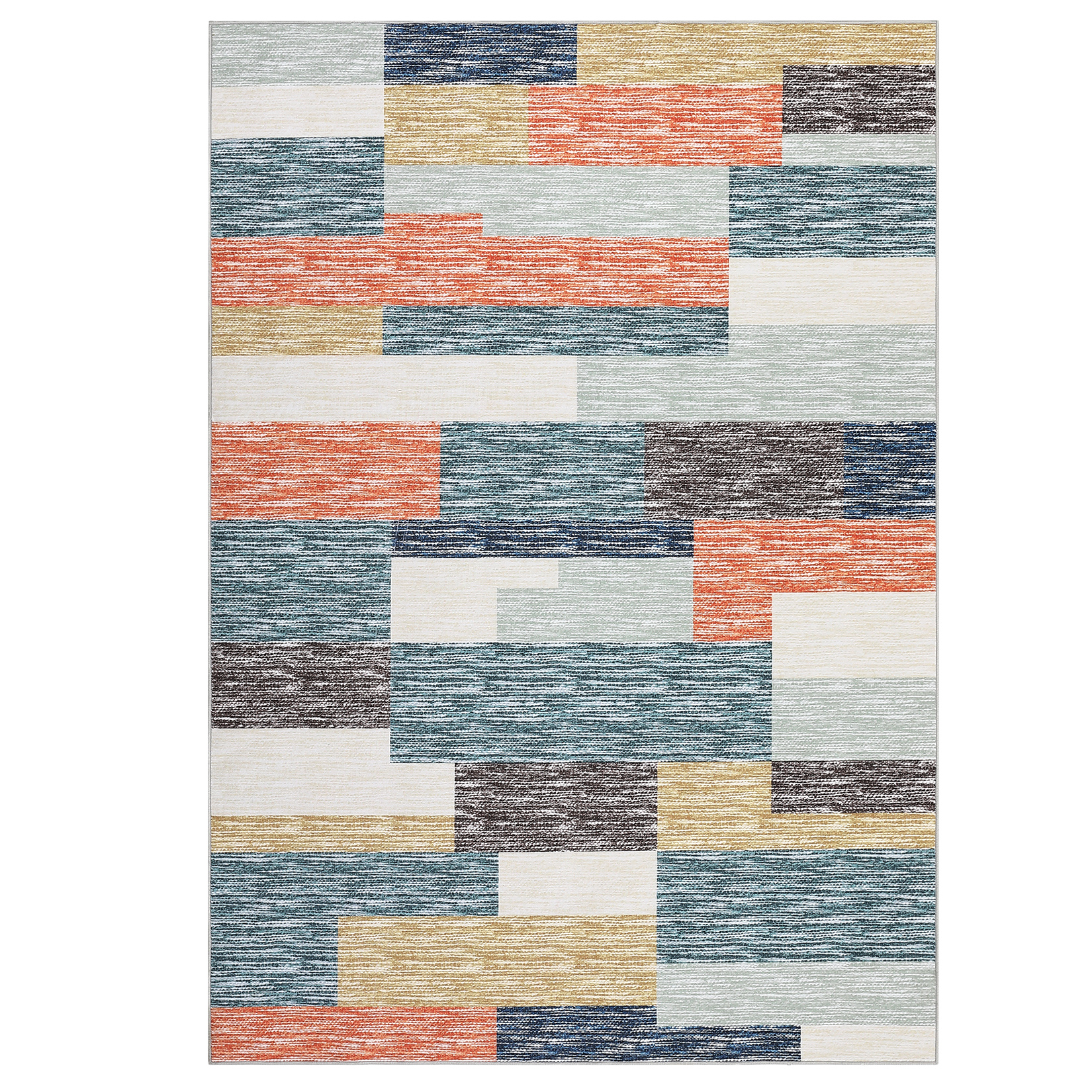 Garvee 8'x10' Living Room Rug Modern Geometric Rug Stain-Resistant Lightweight Rugs for Dining Room Home Office, Blue/Multi