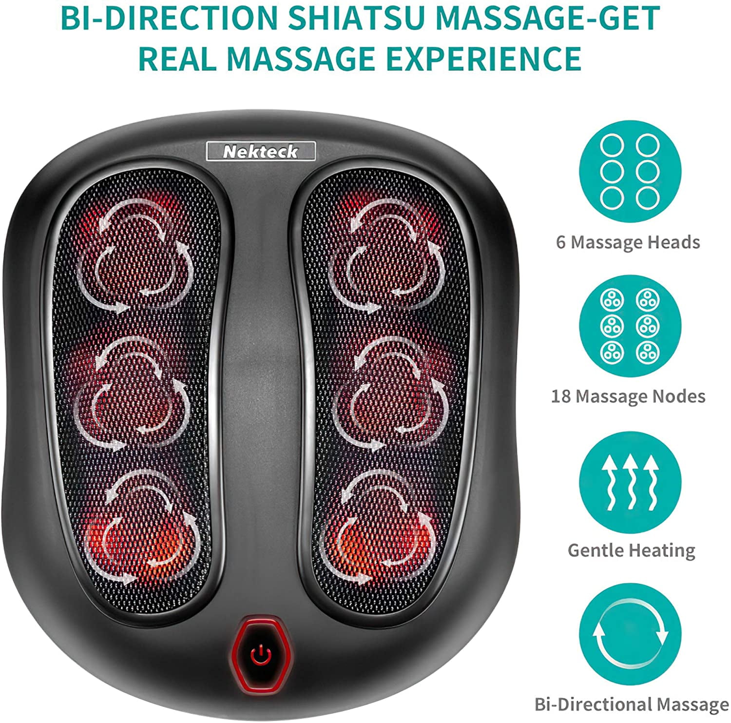 Nekteck Foot Massager with Soothing Heat, Shiatsu Heated Deep Kneading Foot  Mass