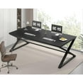 thumbnail image 6 of IBF Large Black Computer Desk, 70.8” Long Writing Desk for Home Office, Modern Simple Executive Work Study Desk for Two Person, Wood Double PC Gaming Workstation Computer Table for Bedroom, Black Oak, 6 of 9