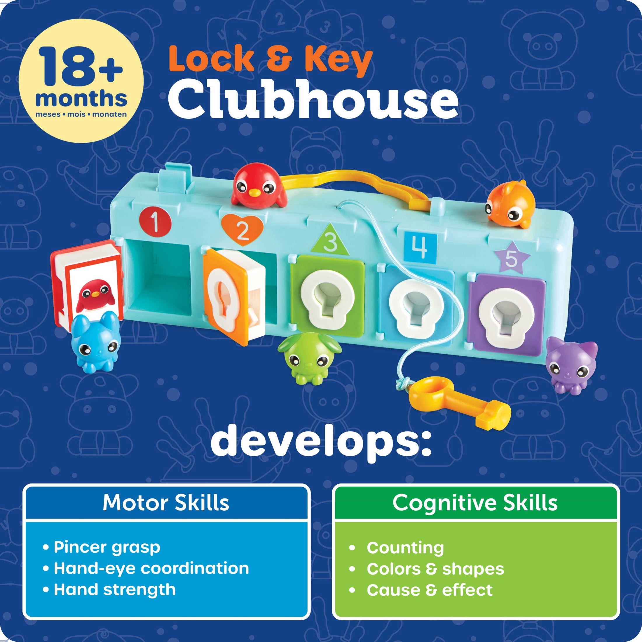 Learning Resources Lock & Key Clubhouse, Toddler Combination Lock , Ages 18  Months +