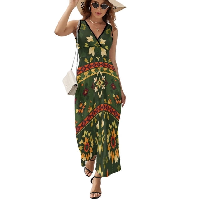 Bohemian Pattern Vestido Sin Mangas Vestidos Para Mujer, Vestido Suelto De Verano 2025