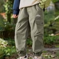 thumbnail image 4 of ZXLBBD Boy's Cargo Pants for Fall Joggers with Multiple Pockets Comfortable Solid Color Trousers for Kids Youth School Fashion Casual Outdoor,Green,Size 6 Y-7 Y, 4 of 6