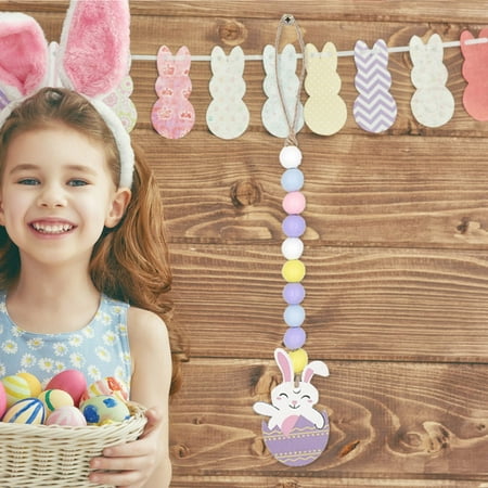 

New Easter Holiday Colorful Wood Bead String Creative Decoration Pendant Home
