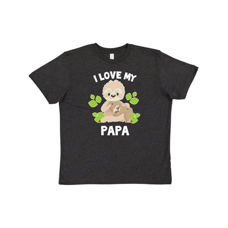 

Inktastic Cute Sloth I Love My Papa with Green Leaves Youth T-Shirt