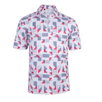 Monterey Club Men's Geometric Print Tailored Collar Short Sleeve Golf Polo Shirt #3522