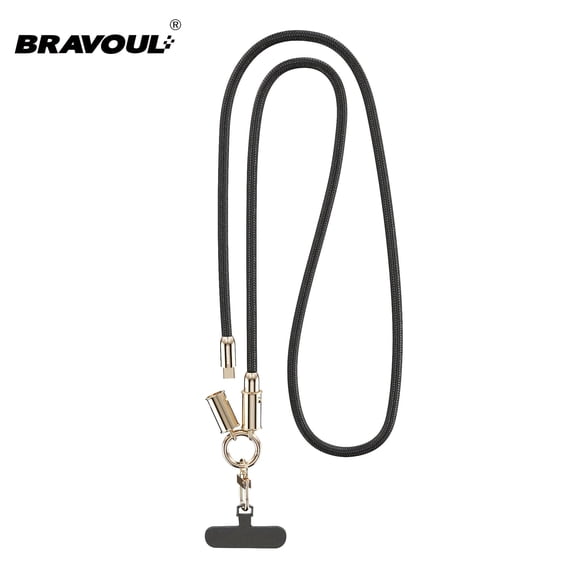 Bravoul KV.47.090 3.94' USB-C to USB-C Charging Cable Shoulder Strap with Data transfer for iphone, Samsung galaxy, Black