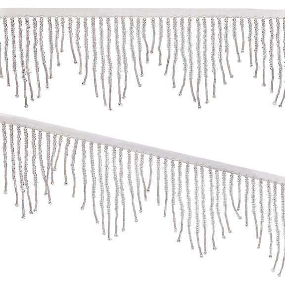 1 Yard Beaded Fringe Trim Wavy Tassel Beaded Lace Ribbon White Beaded Tassel Chain Ribbons Sewing Beaded Fringe Trim Ribbon for making