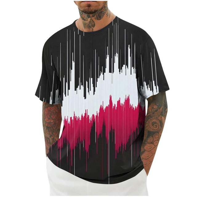Styesk T-Shirts pour Homme Imprimé Col Rond Mode Décontractée Manches Courtes Blouses