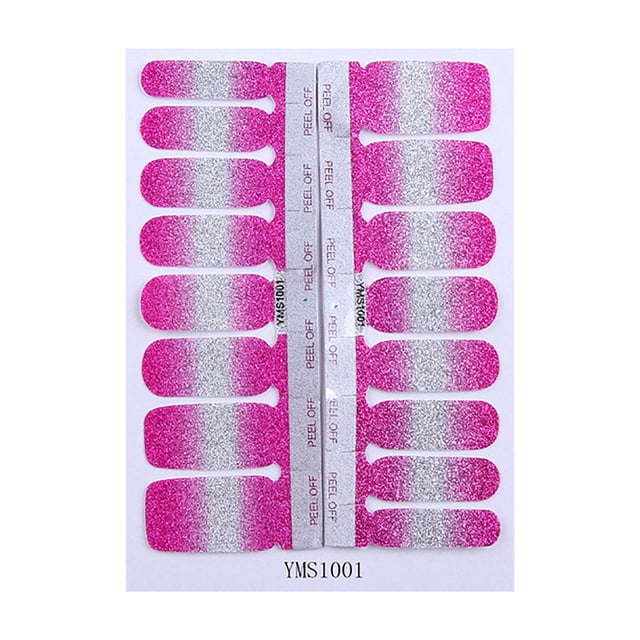 TopLLC Nail Stickers Glitter Solid Color Nail Stickers Full Color Gradient Nail Stickers 16 Stickers/piece The Stickers