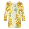 thumbnail image 6 of JTZGDY T-Shirts for Women Cute Flower Print Summer 3/4 Sleeve Crew Neck Basic Tees Plus Size Dressy Casual Tunic Blouse Trendy 2025 Outfit Clothes Multicolor#06 XL, 6 of 6