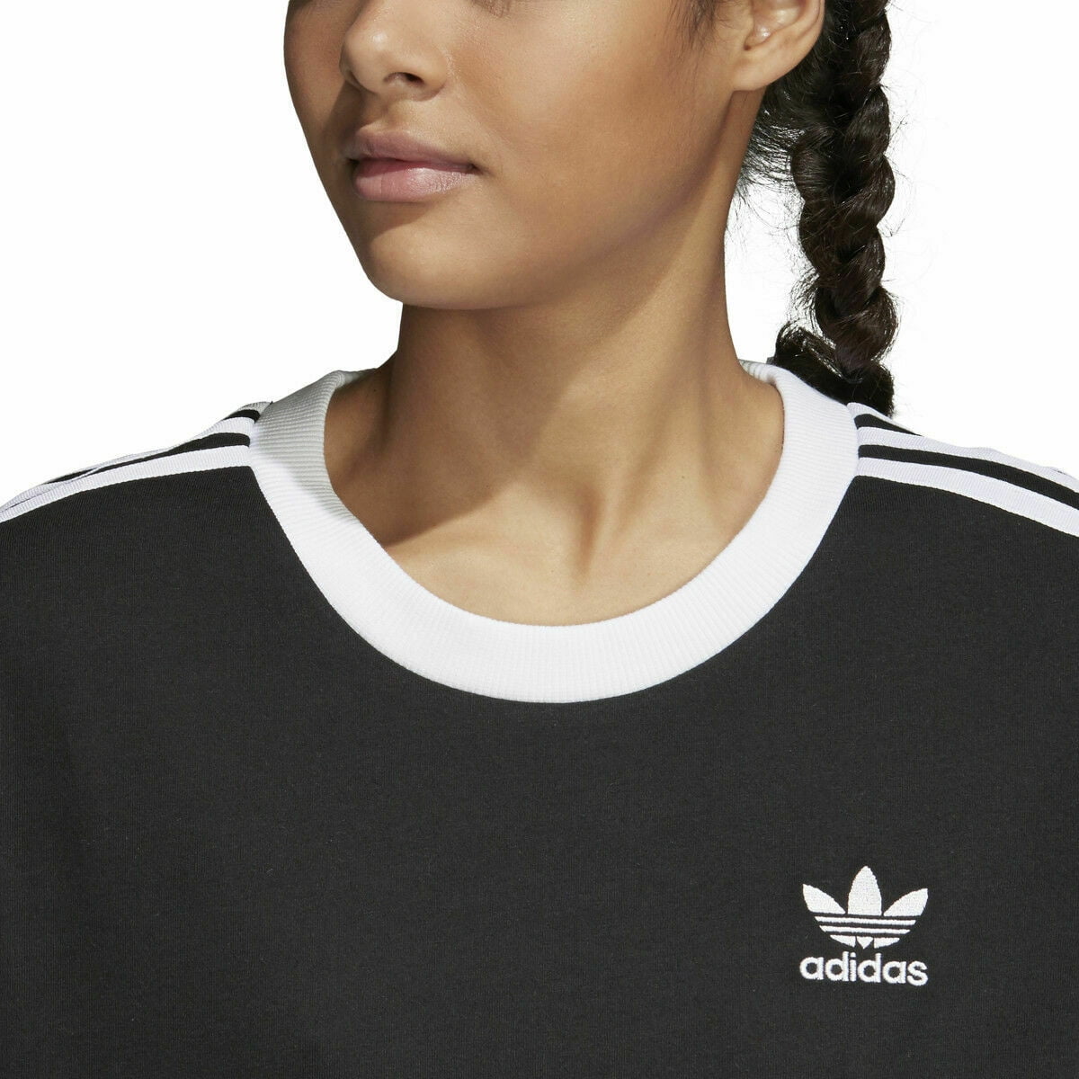 mostrador Elástico valor Adidas Originals Women's 3-Stripes Tee Black CY4751 - Walmart.com