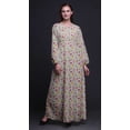 thumbnail image 3 of Bimba Moss Georgette Lily & Lotus Floral Printed Womenâ€™s Long Sleeve MaxiÂ&nbsp;DressÂ&nbsp;Elastic Waist Gown-Small, 3 of 5
