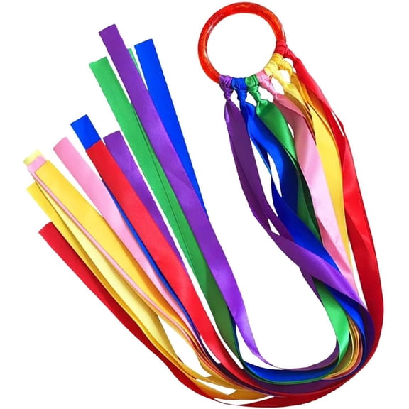 Dancing Ribbons, Rainbow Gymnastics Twirling Streamers - Wrist Streamers, for Outdoor Ballet Competition Preschool Holiday Stage Show
