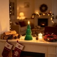 thumbnail image 4 of Twisted Christmas Tree Flameless LED Candle, Ribbed Green Paraffin Wax, 7 x 3.34 x 3.34 in, Uses 2 AAA Batteries, 4 of 6