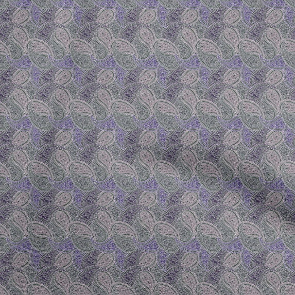 oneOone Cotton Jersey Gray Fabric Asian Paisley Dress Material Fabric Print Fabric By The Yard 58 Inch Wide