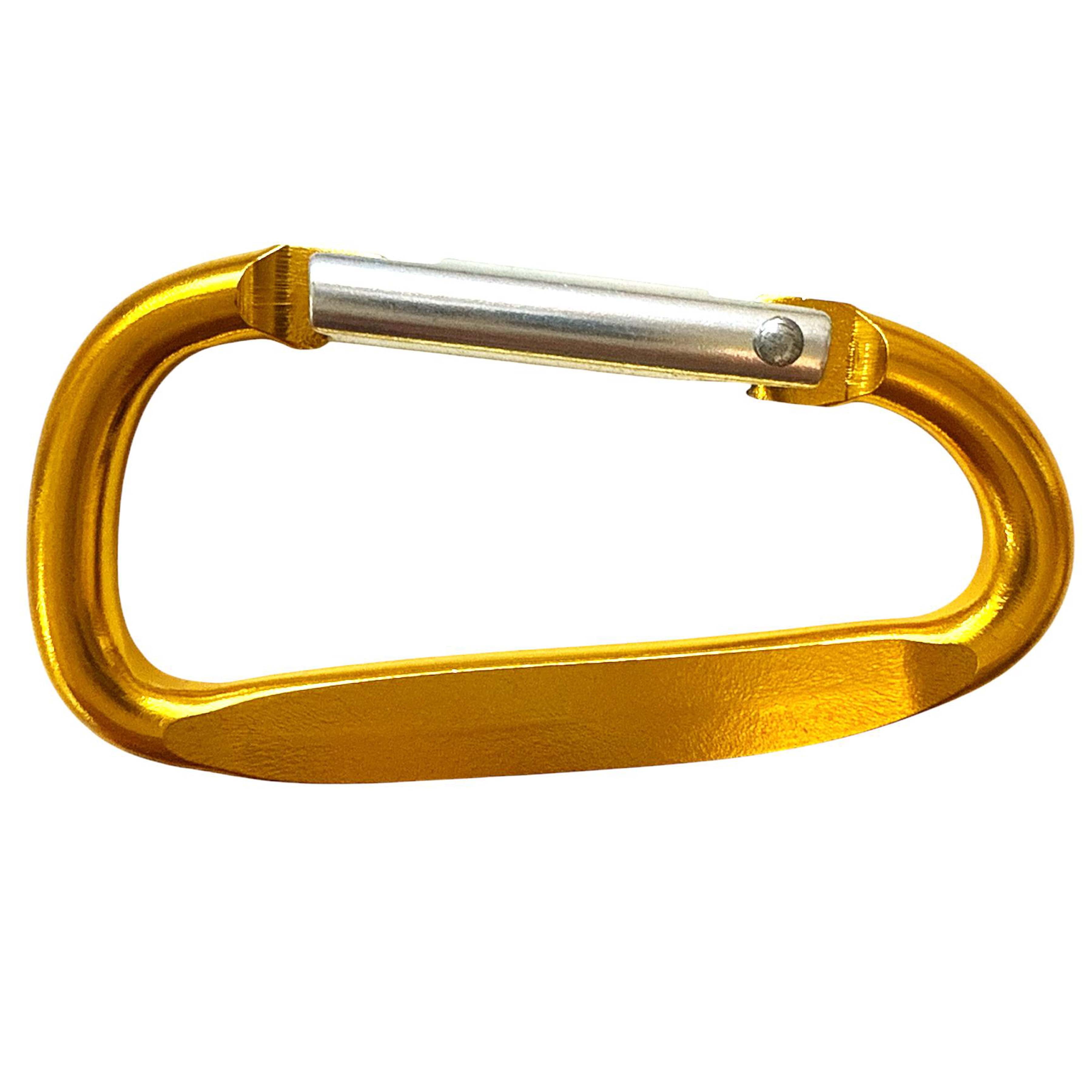 100 pcs - 2.25 inch Gold Aluminum Carabiner D Shape Flat Edge, Keychain Clip, Spring Snap Key Chain Clip Hook