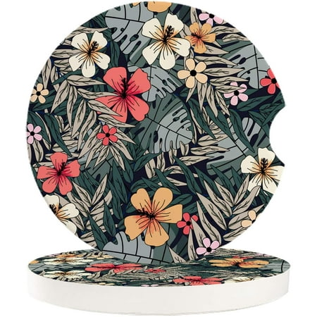 

FMSHPON Hand Drawn Tropical Plants Set of 6 Car Coaster for Drinks Absorbent Ceramic Stone Coasters Cup Mat with Cork Base for Home Kitchen Room Coffee Table Bar Decor