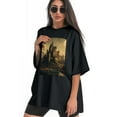 thumbnail image 3 of Plus Size Shirt for Women Oversized Black Tops for Women Short Sleeves Shirt for Women Castle (43） T Shirt Crewneck Shirt for Women M, 3 of 5