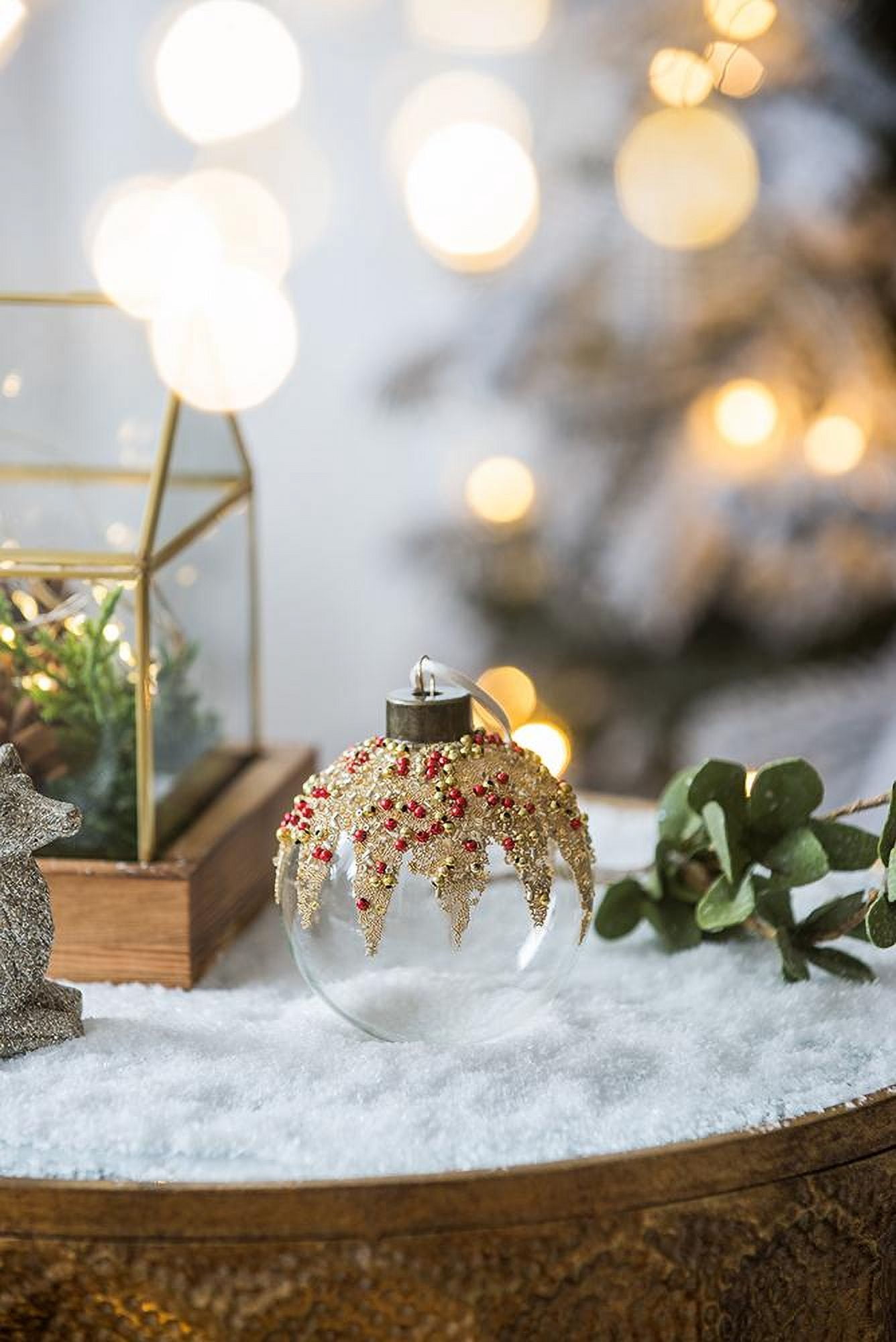 Set of 12 Glass Christmas Ball Ornaments with Glitter and Painting Design by Riccardo Tree Decor