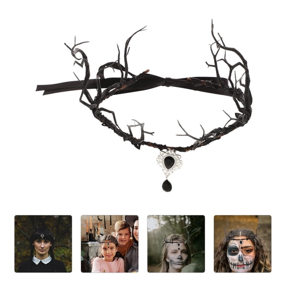 OULII Handmade Antler Headpiece, Black Foldable Fairy Branch for Cosplay, Party, Costume Events