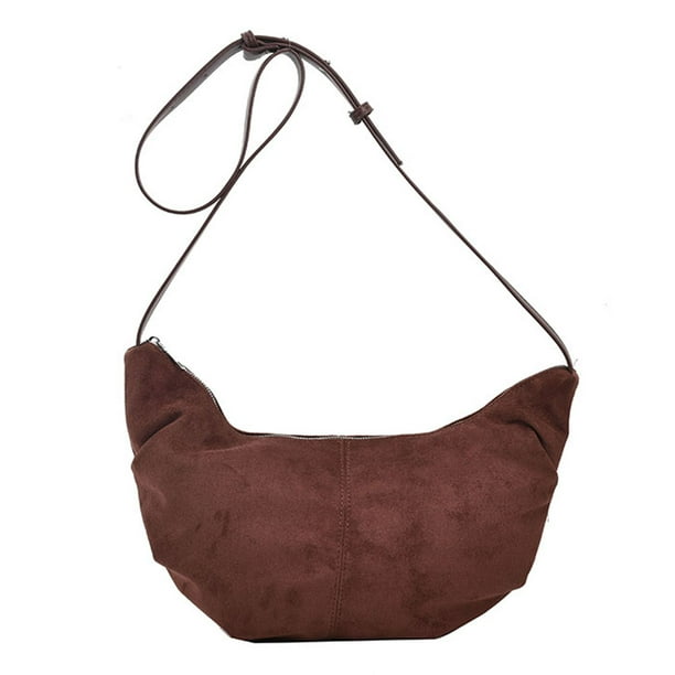 Bolso Bandolera Gamuza Sintética A La para Mujer Cruzado Media Viajes (café)