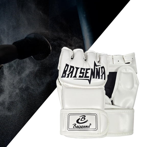 Guantes de lucha de artes marciales Cola Muay Thai Mitts Sparring Blanco