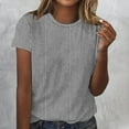 thumbnail image 2 of Blusas para las Mujeres Casual Impreso Cuello Redondo Suéter Manga Corta Blusa, Ligero Casual Top, 2 of 4