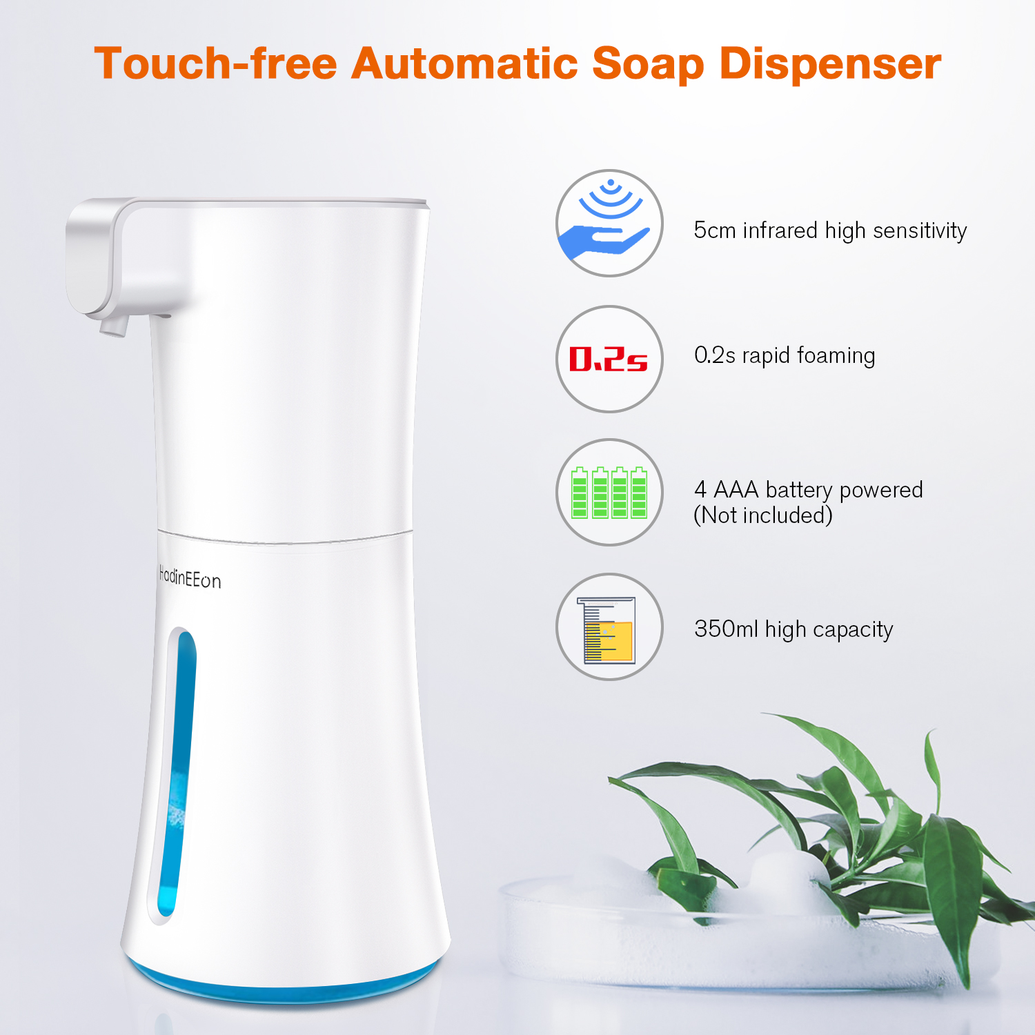 Automatic Foaming Soap Dispenser with Sensor for Kitchen, Bathroom (350ml for 600 hand washes) - image 5 of 8