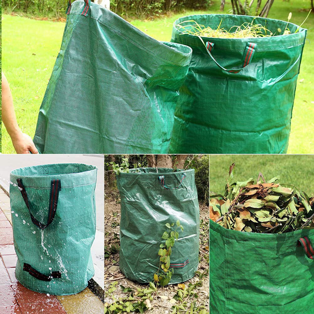 Ikayas Outdoor Garden Bags Lawn Bags 2 Pack Leaf Bags Yard Waste Bags 80 Gallons Reuseable Heavy Duty Patio Garden Bags 